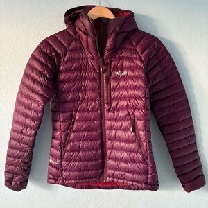 RAB Pertex Quantum Microlight Alpine Maroon Zip Down Puffer Jacket Hooded